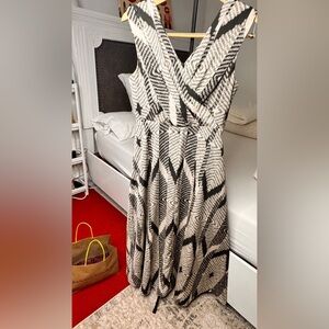 Banana Republic Black and White Patterned Maxi Dress